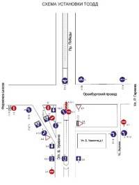 схема движения на перекрестке пр.Победы и Оренбургского проезда